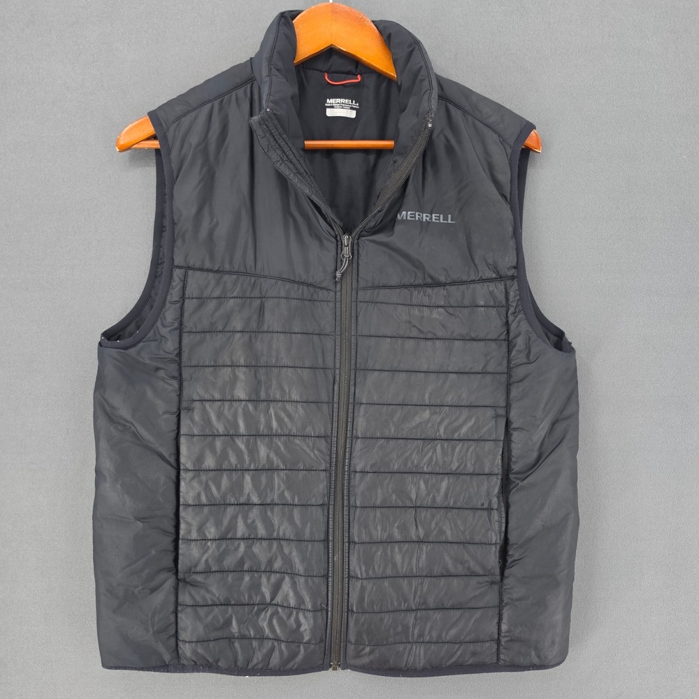 Merrell Mens Black Puffer Vest Full Zip Insulated Quilted Outdoor Hiking M